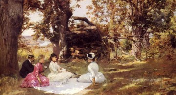  Julius Oil Painting - Picnic Under The Trees women Julius LeBlanc Stewart